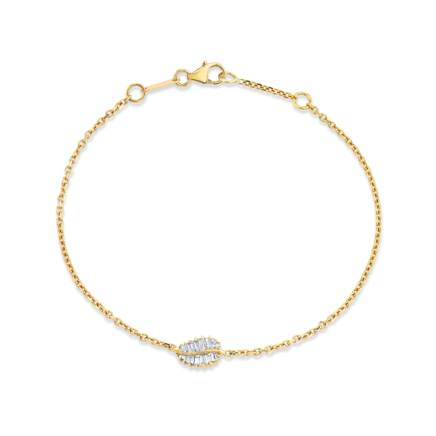 SMALL PALM LEAF DIAMOND CHAIN BRACELET