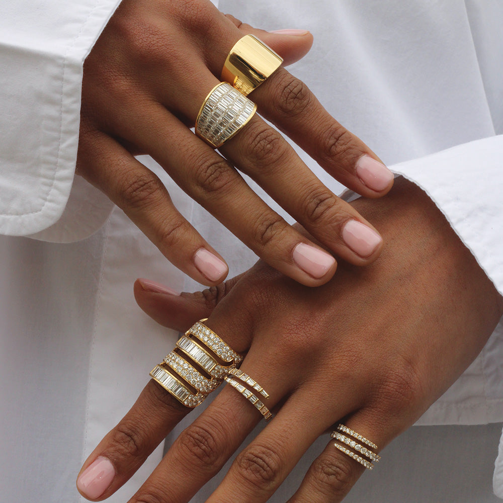 FOUR ROW BAGUETTE GALAXY RING 6 FOUR ROW BAGUETTE GALAXY RING