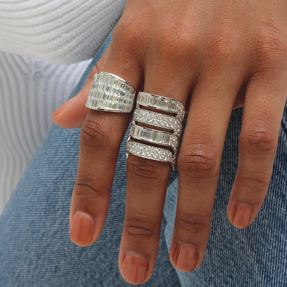 FOUR ROW BAGUETTE GALAXY RING 7 FOUR ROW BAGUETTE GALAXY RING