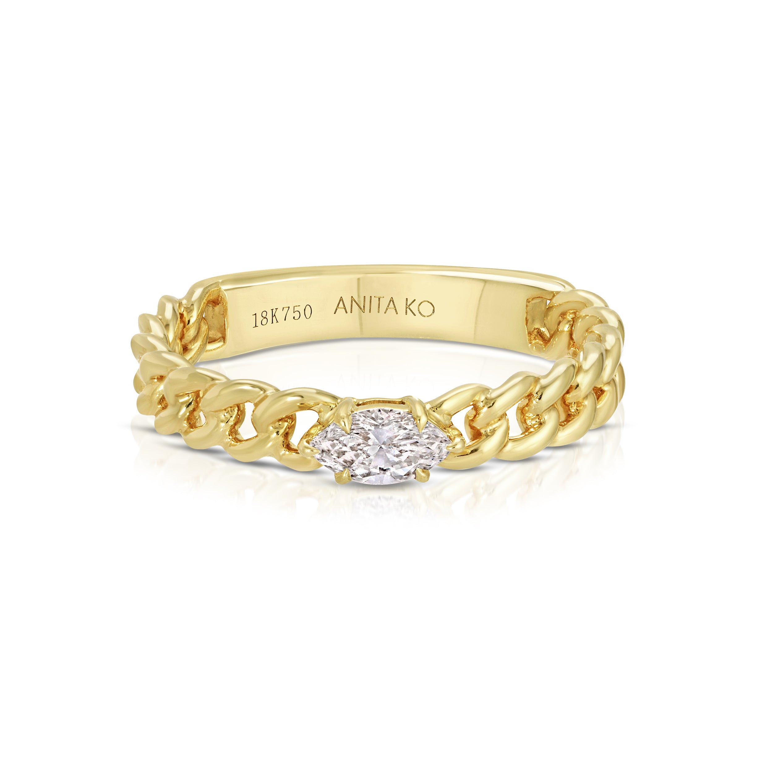 MARQUISE DIAMOND CHAIN LINK RING