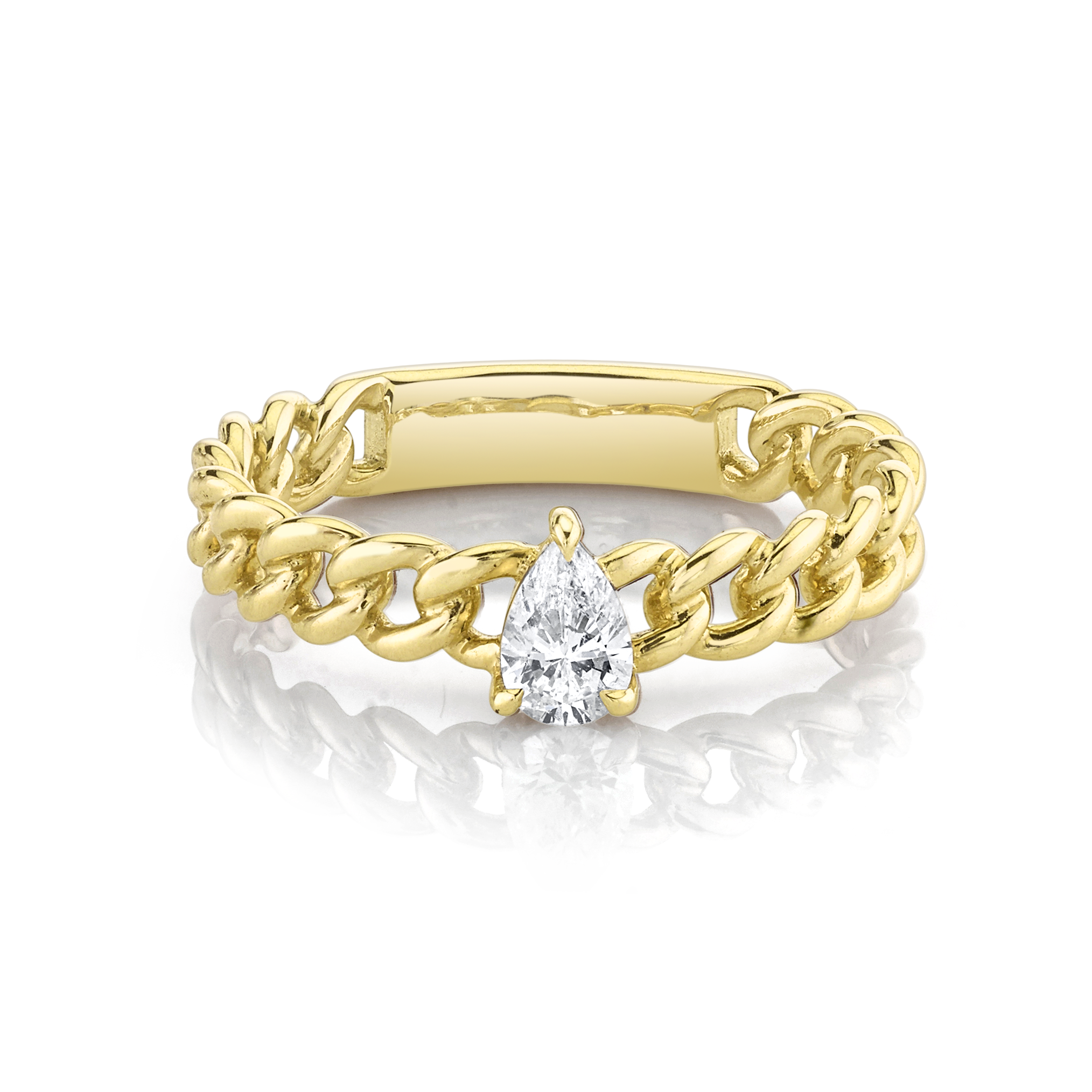 PEAR DIAMOND CHAIN LINK RING