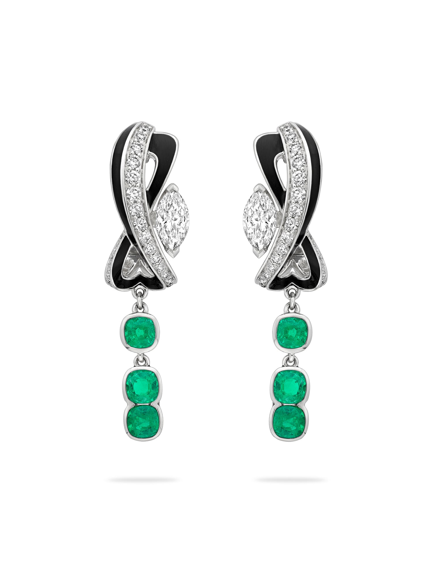 Africa Zebra Emerald Platinum Earrings