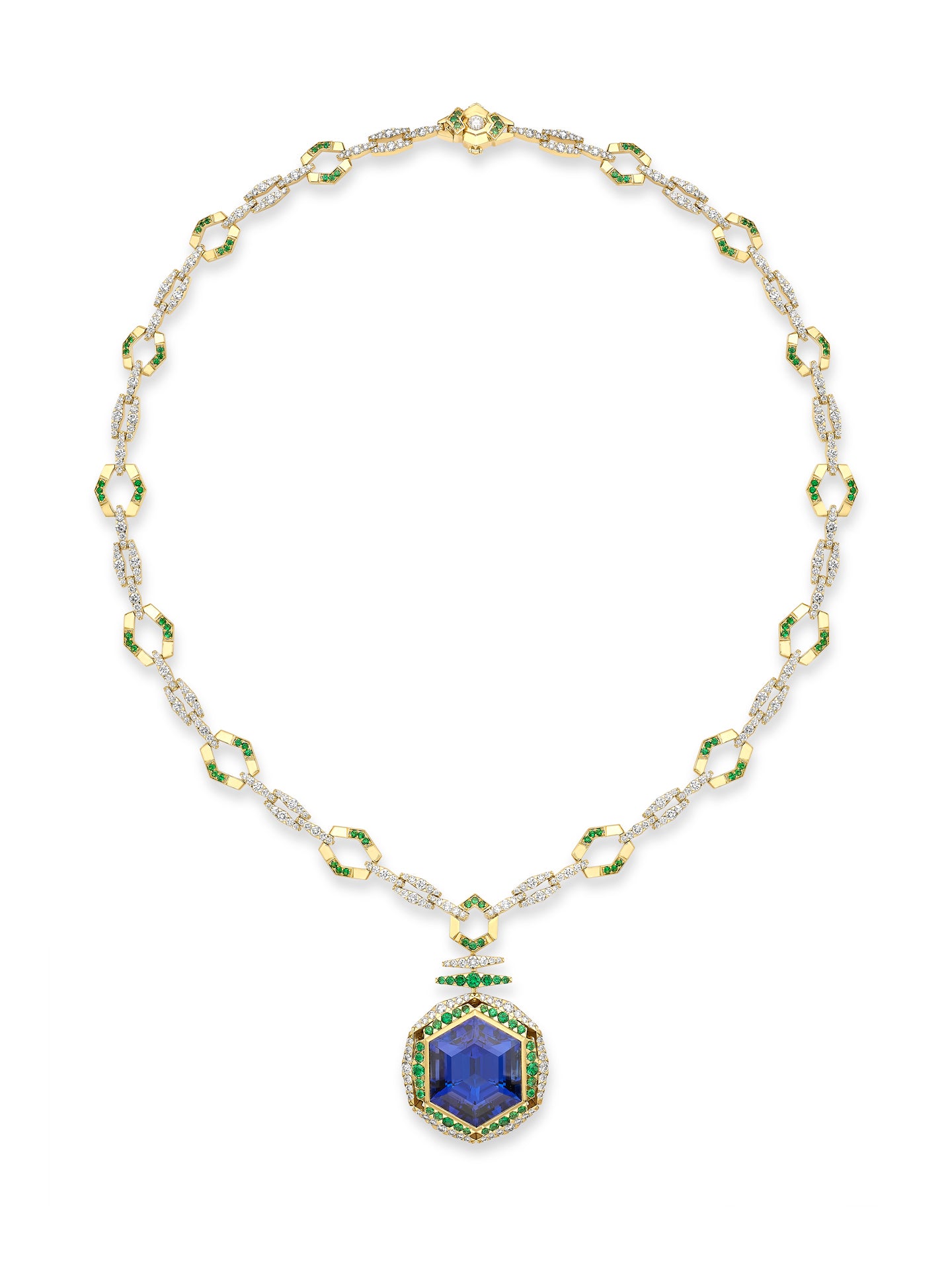 Africa Kilimanjaro Tanzanite Yellow Gold Necklace