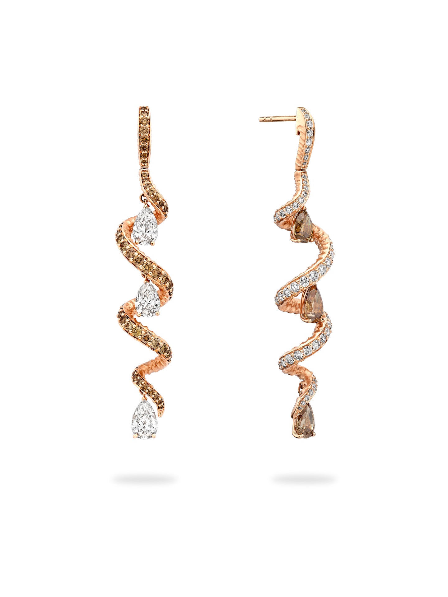 Africa Gazelle Diamond Rose Gold Earrings