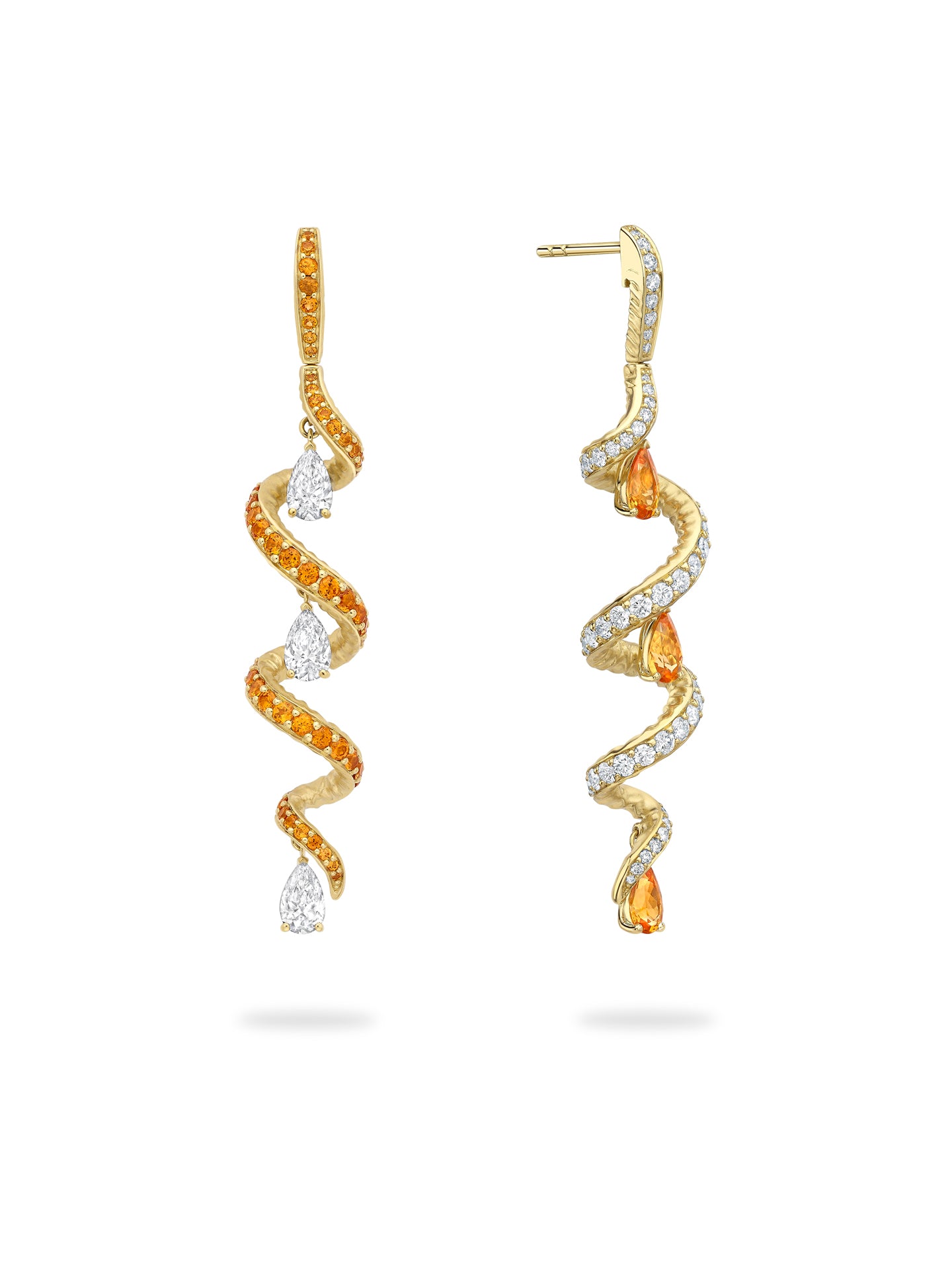 Africa Gazelle Garnet Yellow Gold Earrings