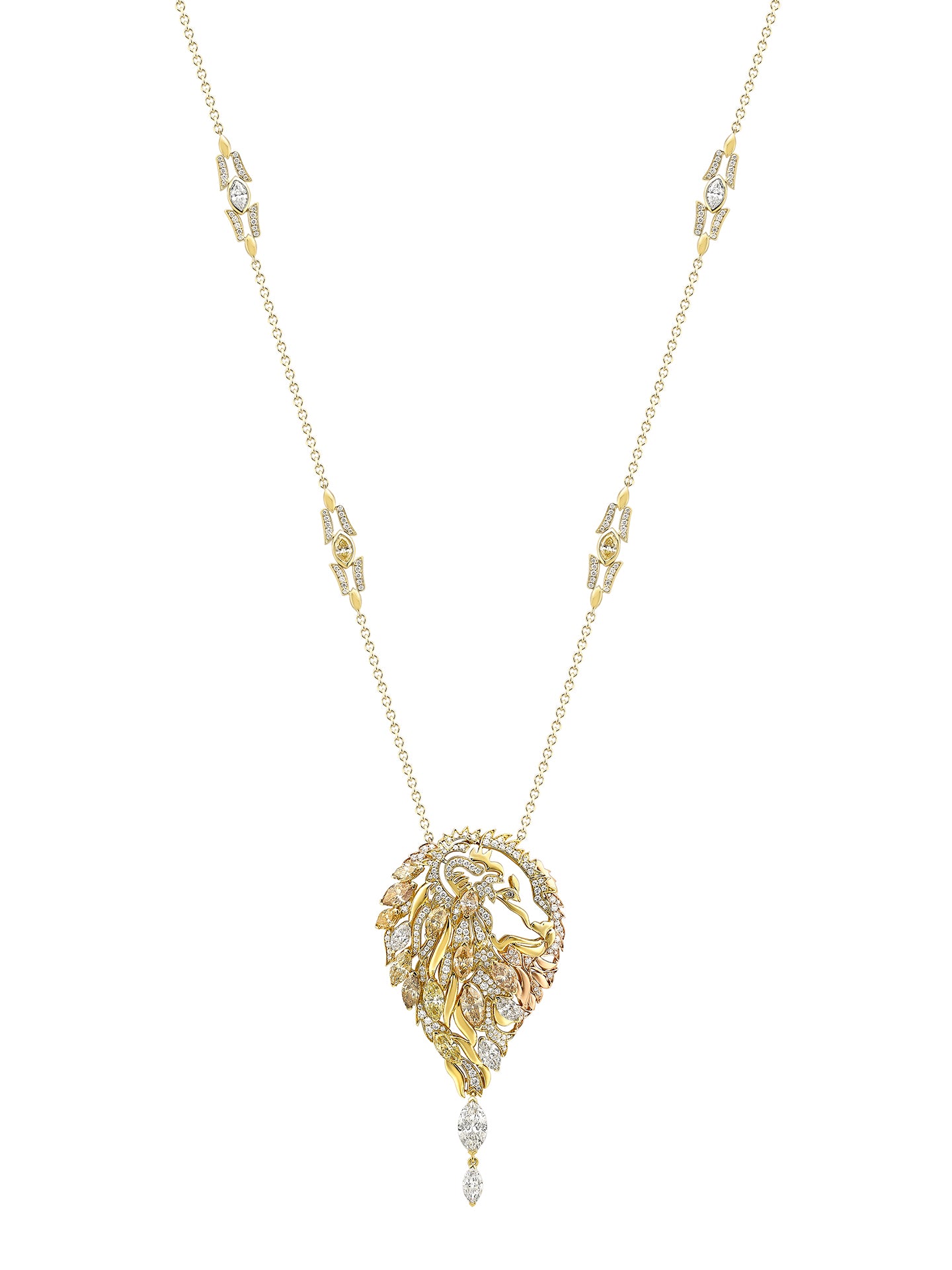 Africa Lion Yellow Diamond Pendant