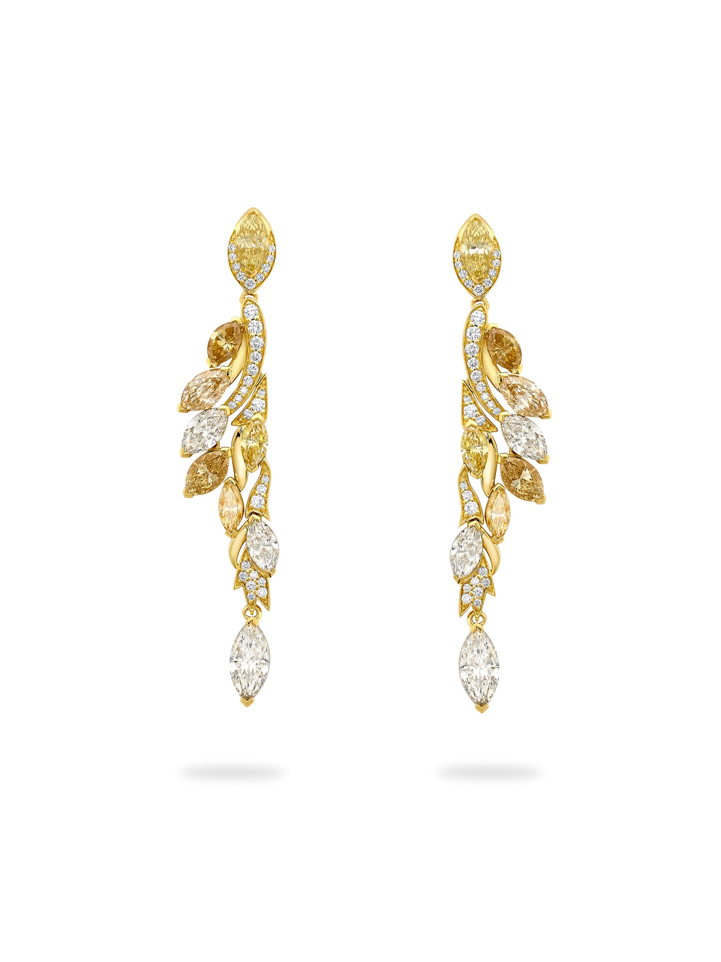 Africa Lion Diamond Yellow Gold Earrings