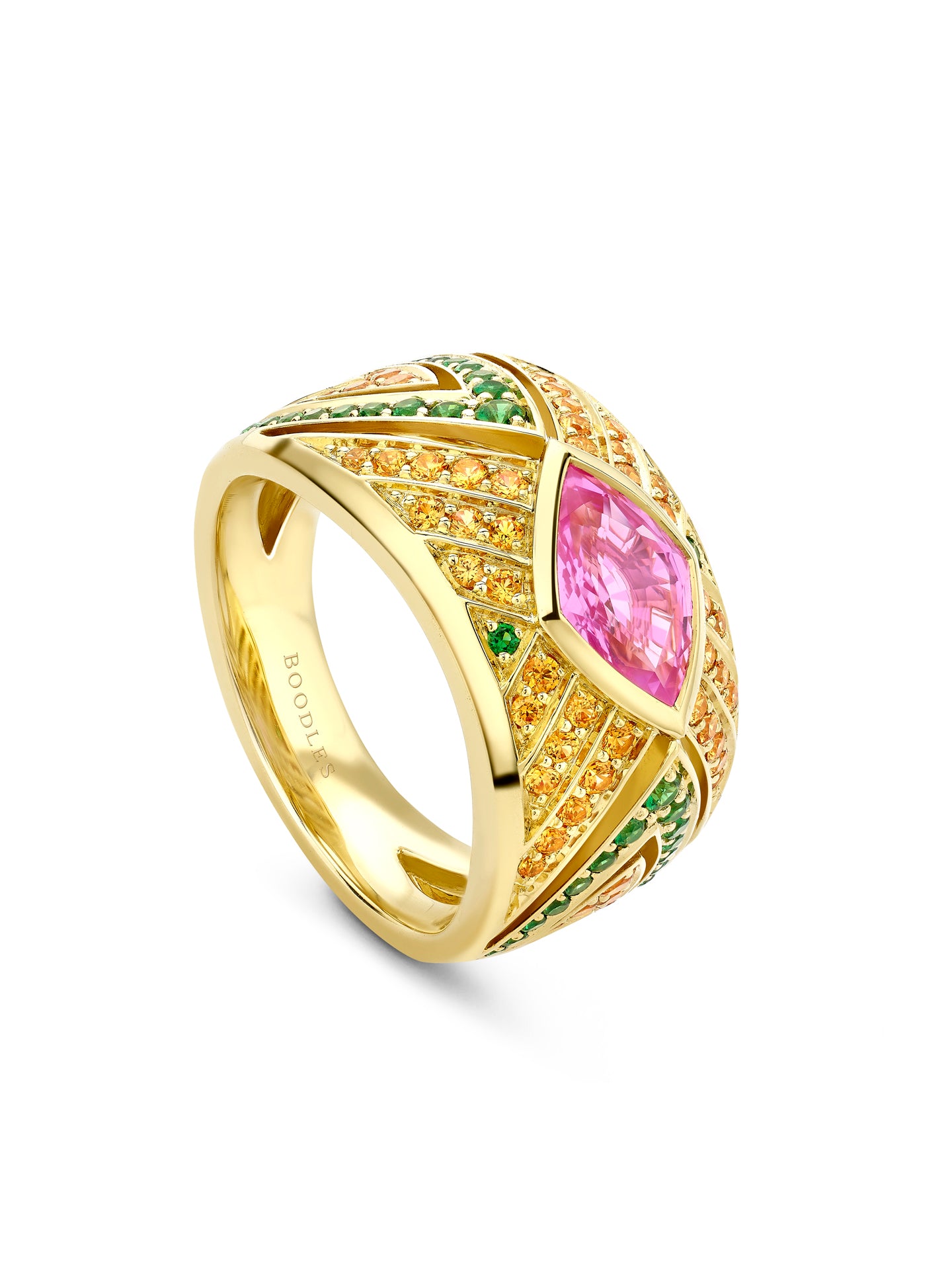 Africa Maasai Mara Pink Sapphire Yellow Gold Ring