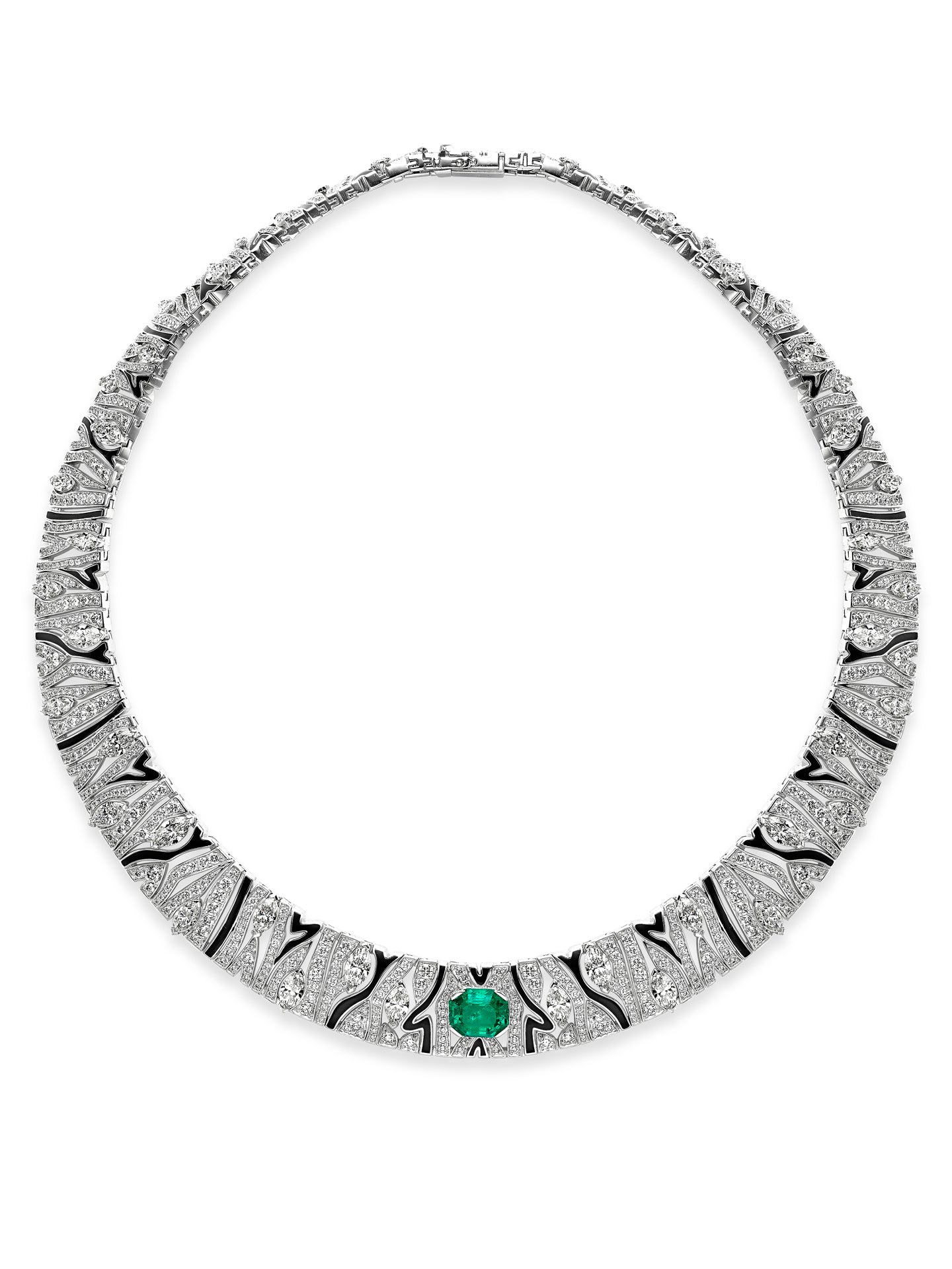 Africa Zebra Emerald Platinum Necklace