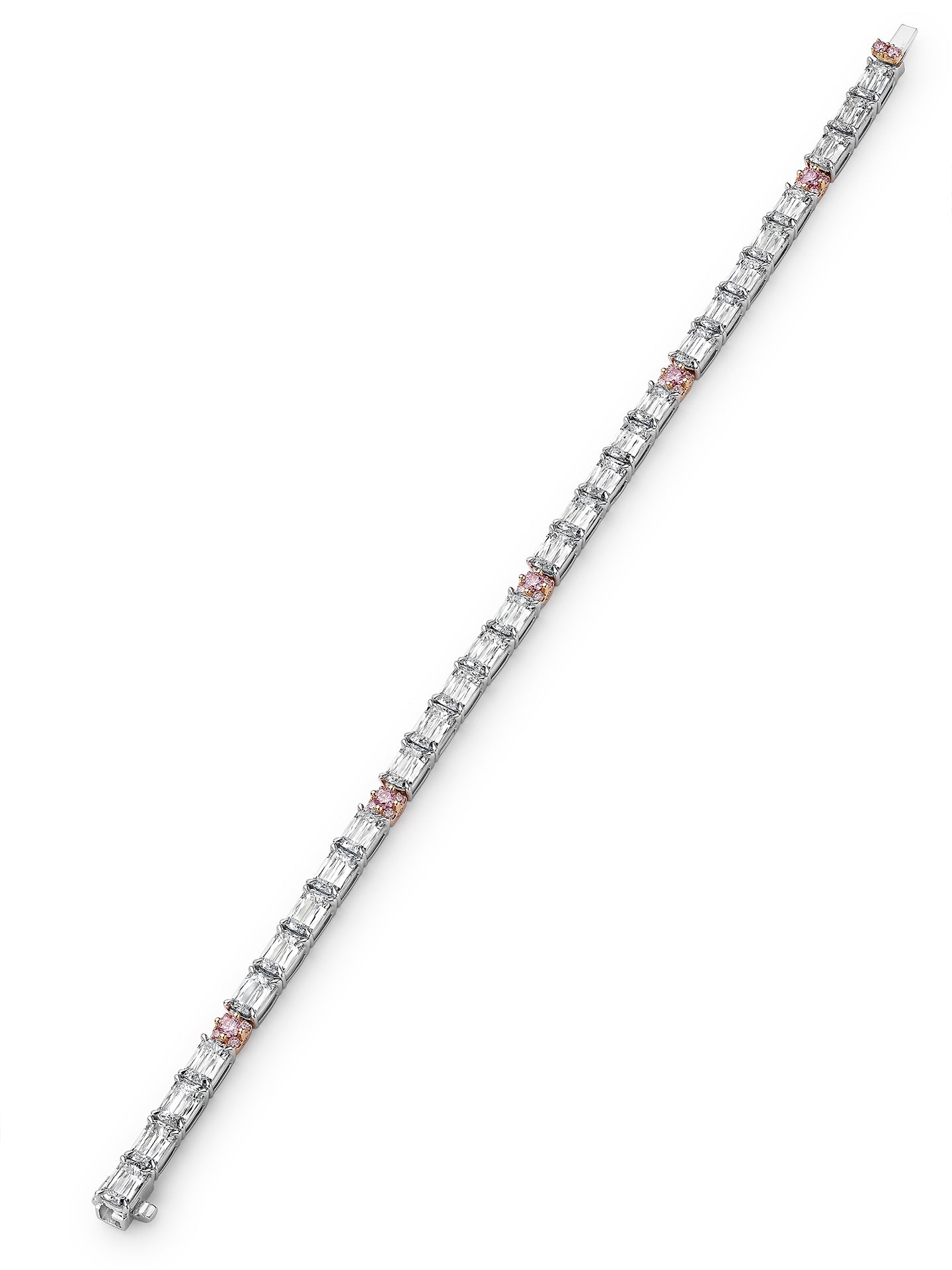 Ashoka Pink and White Diamond Platinum and Rose Gold Bracelet