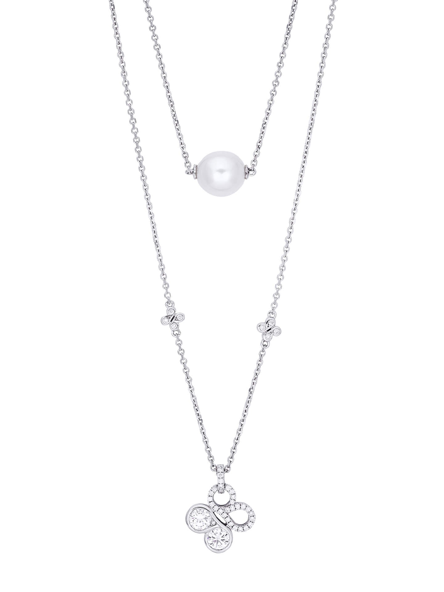 Be Boodles Double Layer White Gold Pearl Necklace