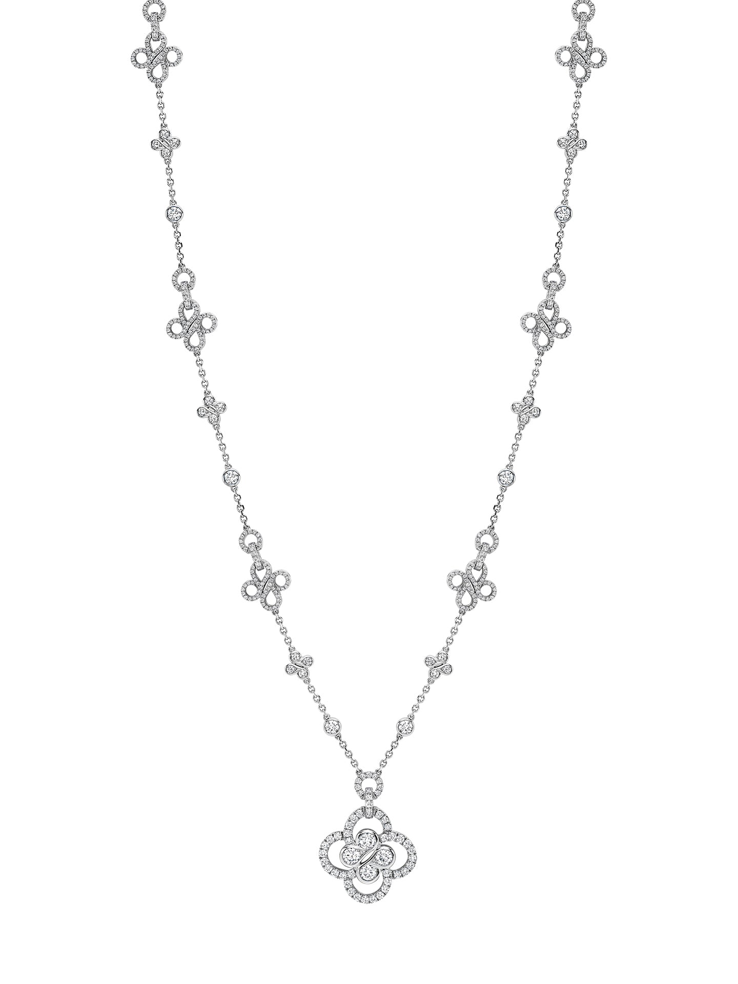 Be Boodles Long White Gold Large Diamond Necklace