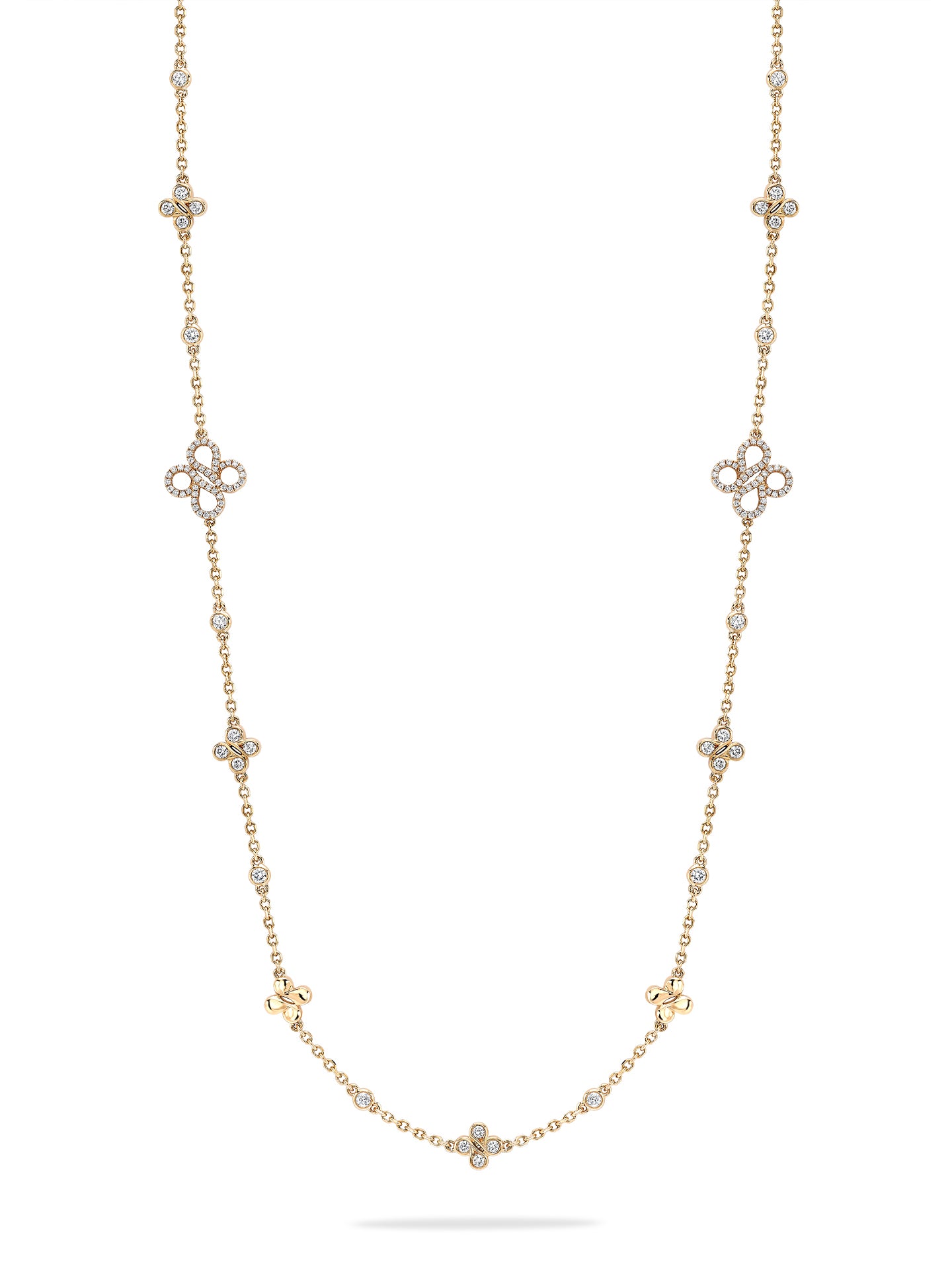 Be Boodles Medium Long Yellow Gold Diamond Necklace