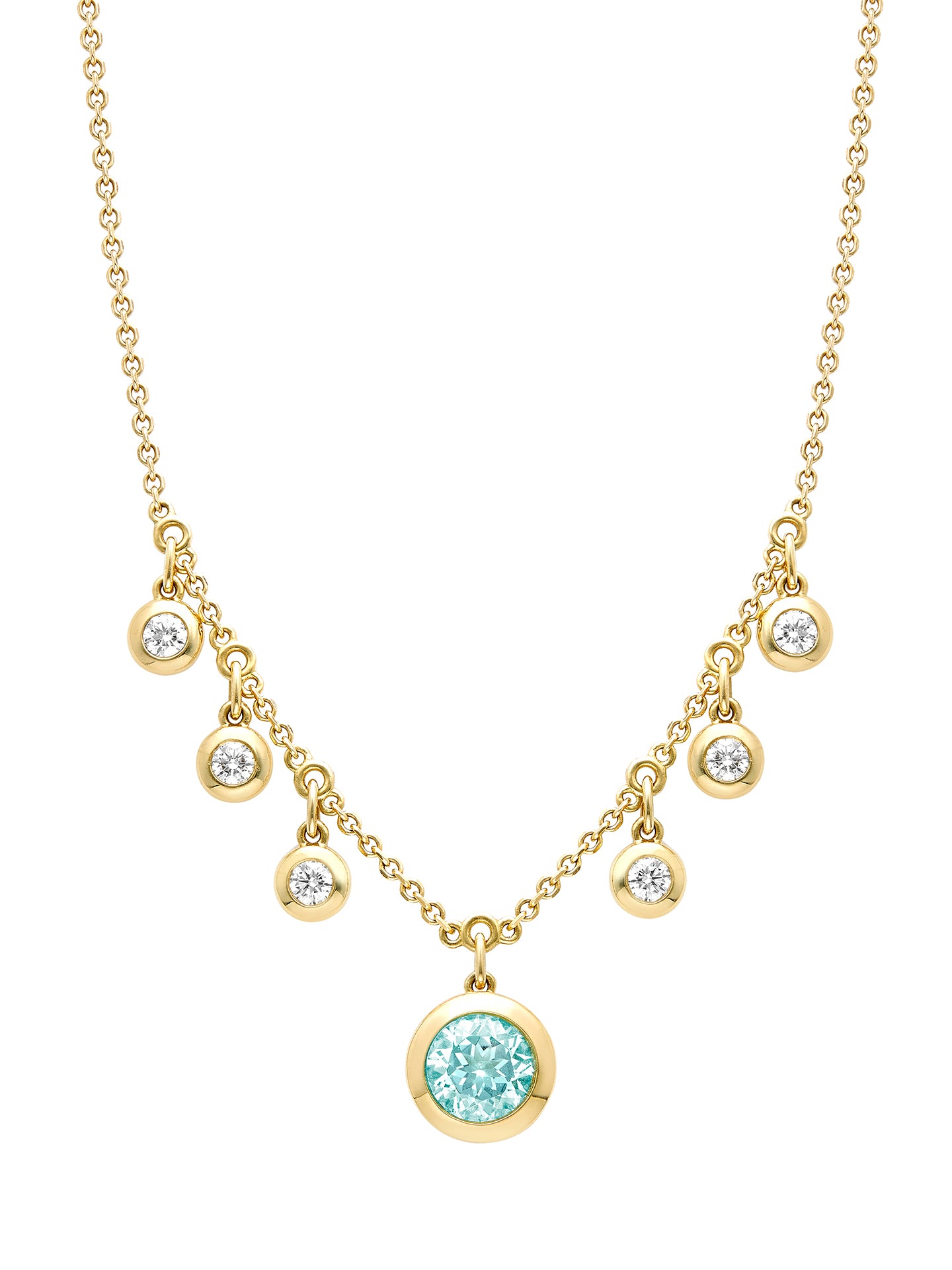 Beach Paraiba Diamond Yellow Gold Necklace