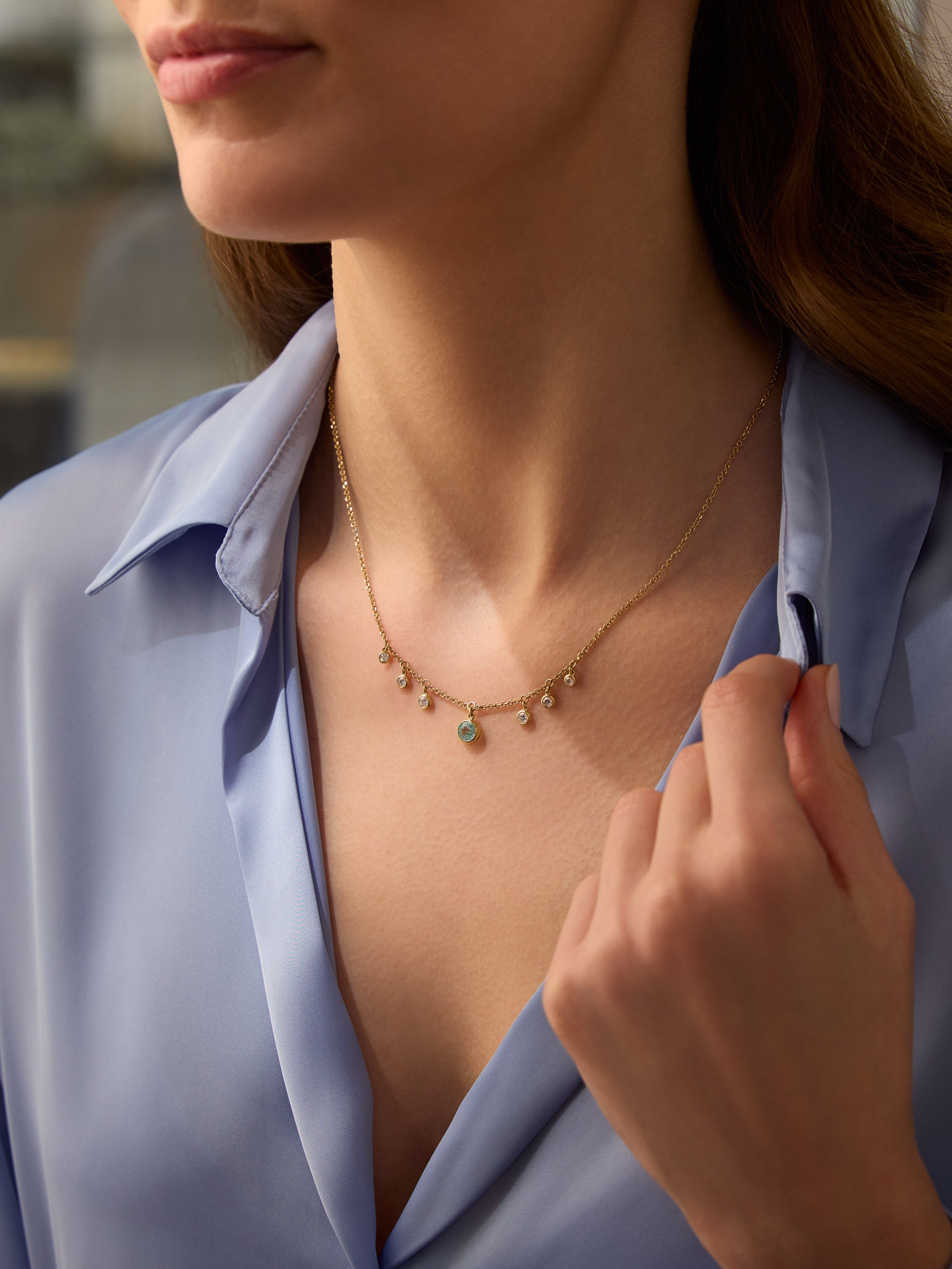 Beach Paraiba Diamond Yellow Gold Necklace 3 Beach Paraiba Diamond Yellow Gold Necklace