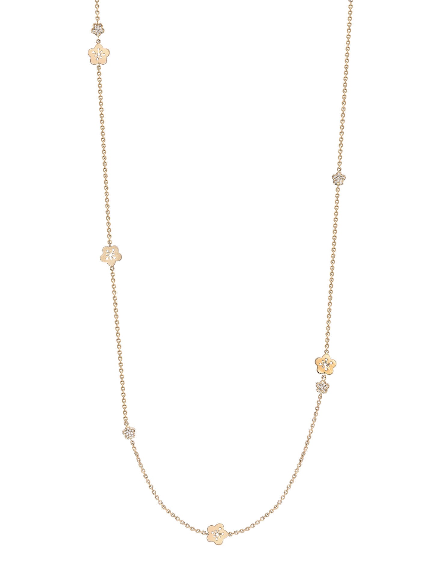 Blossom Long Rose Gold Charm Necklace