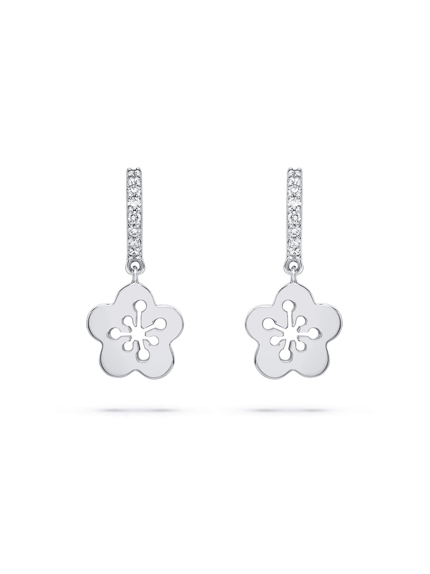 Blossom Mini White Gold Diamond Drop Earrings