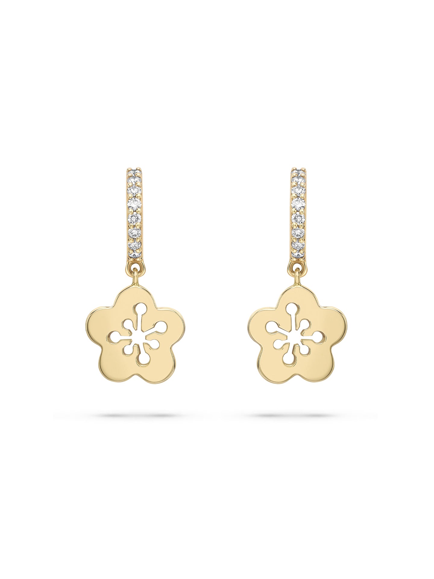 Blossom Mini Yellow Gold Diamond Drop Earrings