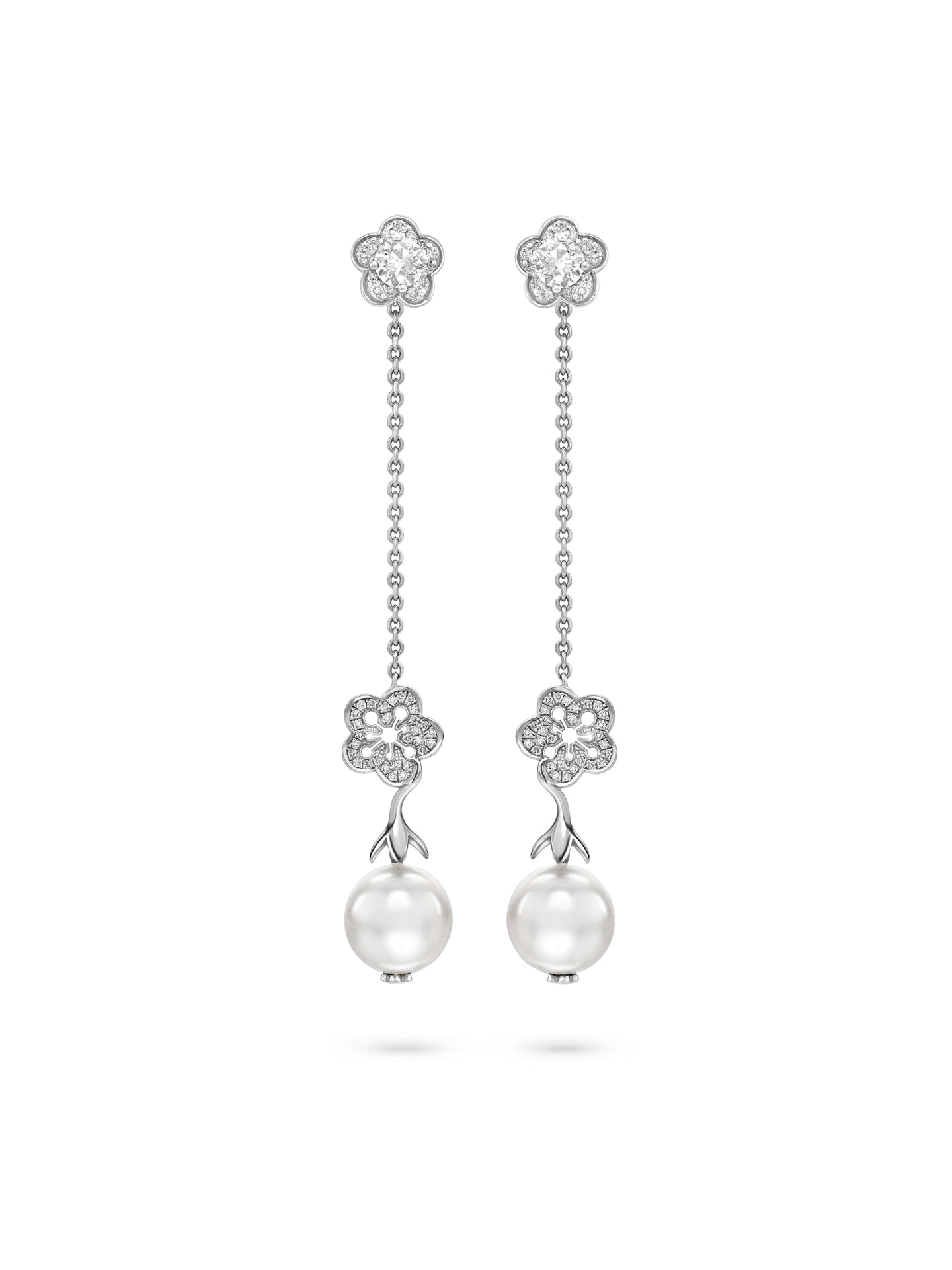 Blossom White Gold Detachable Pearl Drop Earrings