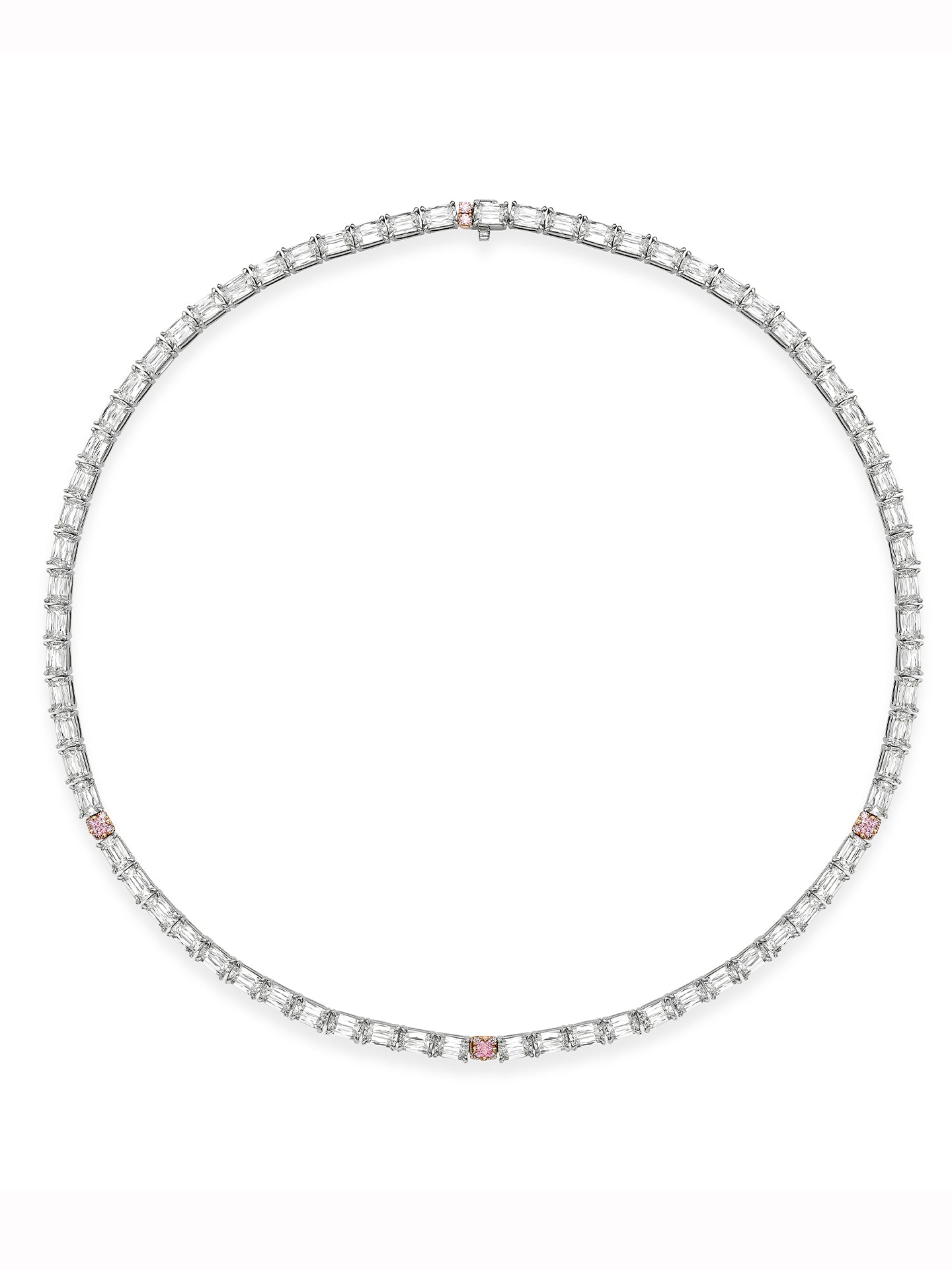 Classic Ashoka Diamond and Pink Diamond Platinum Collar
