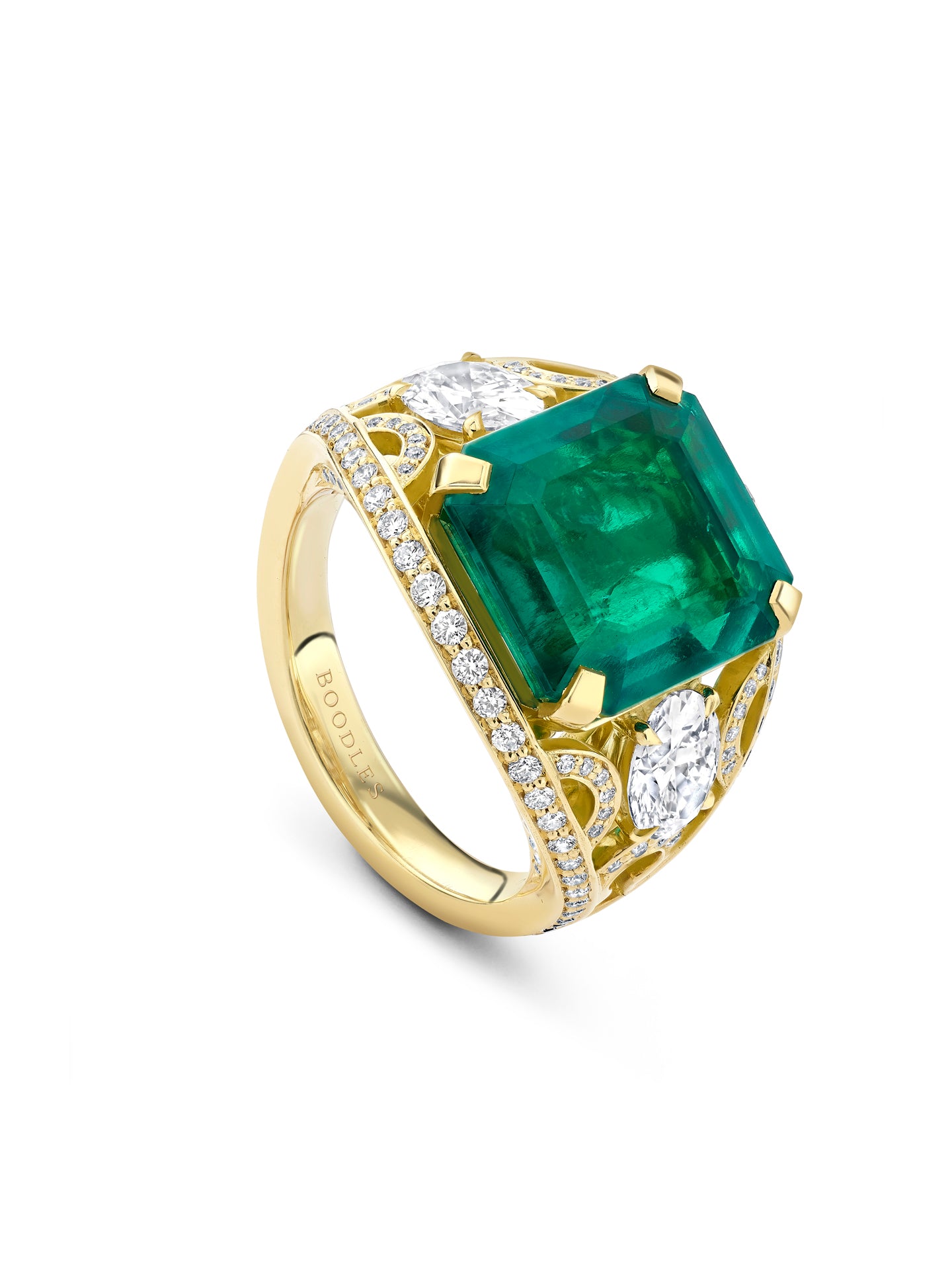 Classic Octagonal Emerald Yellow Gold Ring